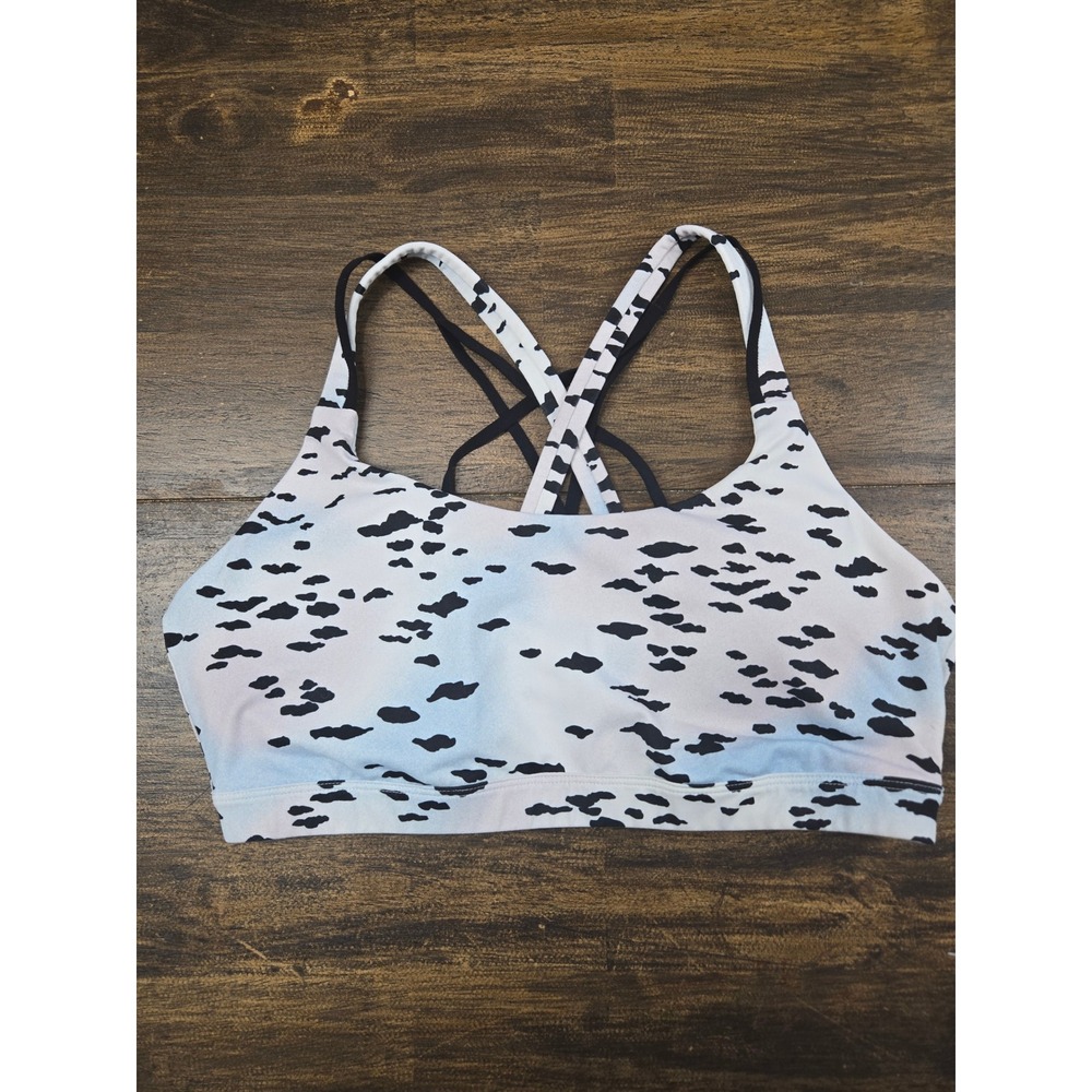 Fabletics Women Strappy Back Sports Bra Pastel Ombre Dalmatian Print Medium